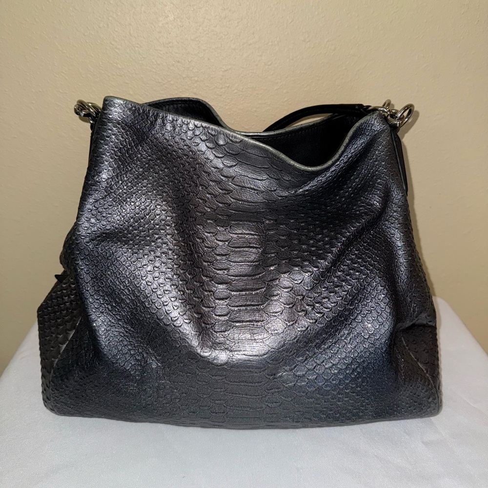 Coach Large Black Textured Leather Shoulder Bag